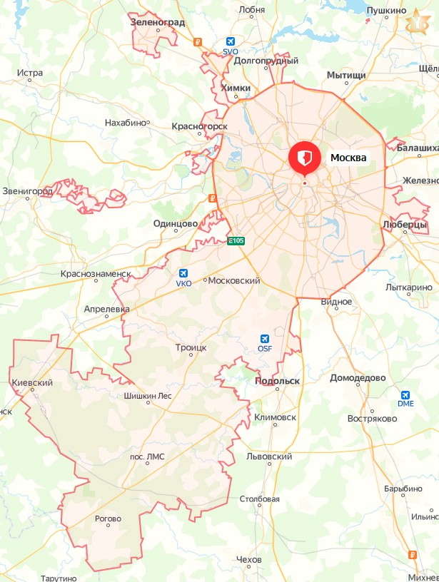 Карта Москвы с Московской пропиской