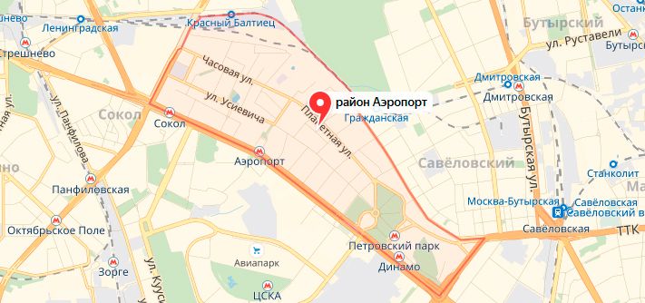 Прописка в районе Аэропорт